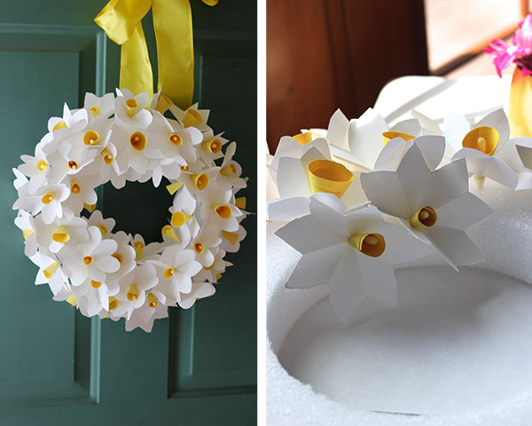 how to make a paper daffodil wreath by MJ of Pars Caeli