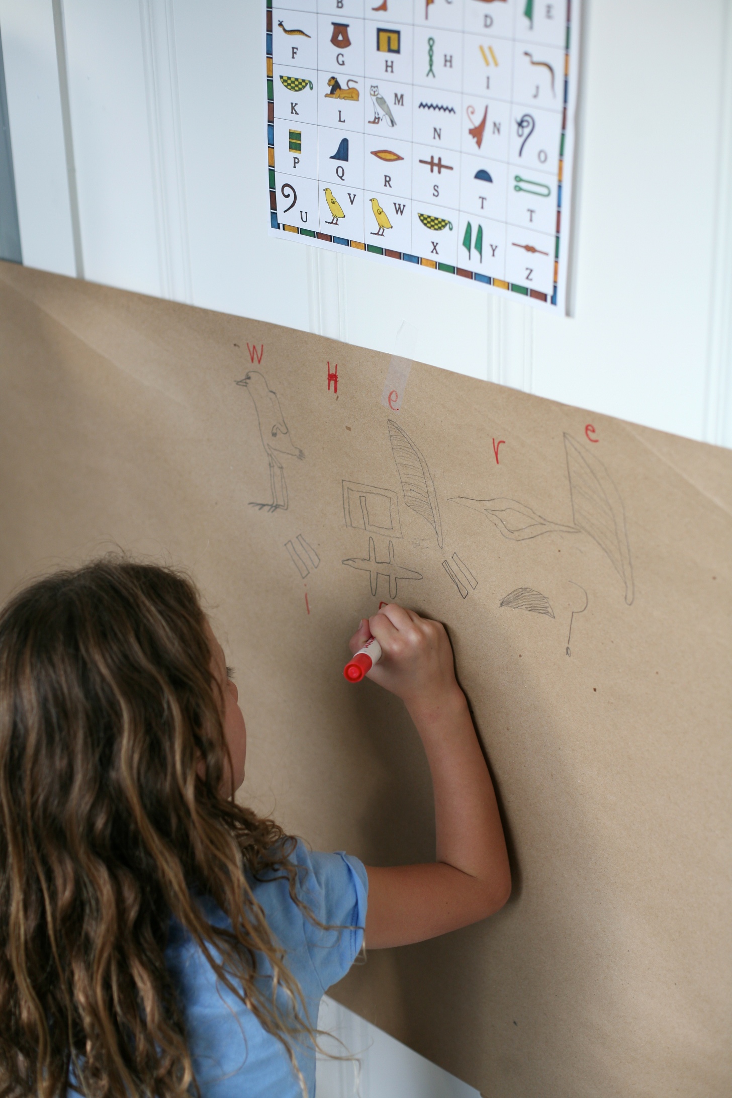 great activity for kids: writing in hieroglyph