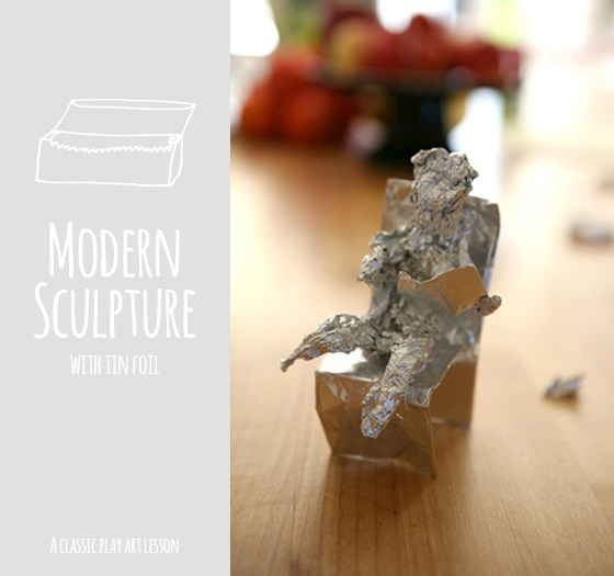 modern sculpture art lesson using tin foil