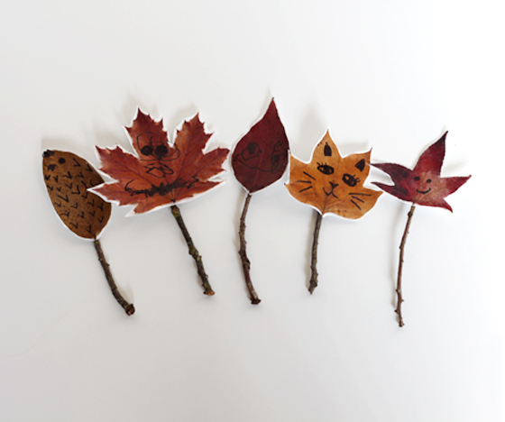 leaf puppets by Carla Wiking for classic play