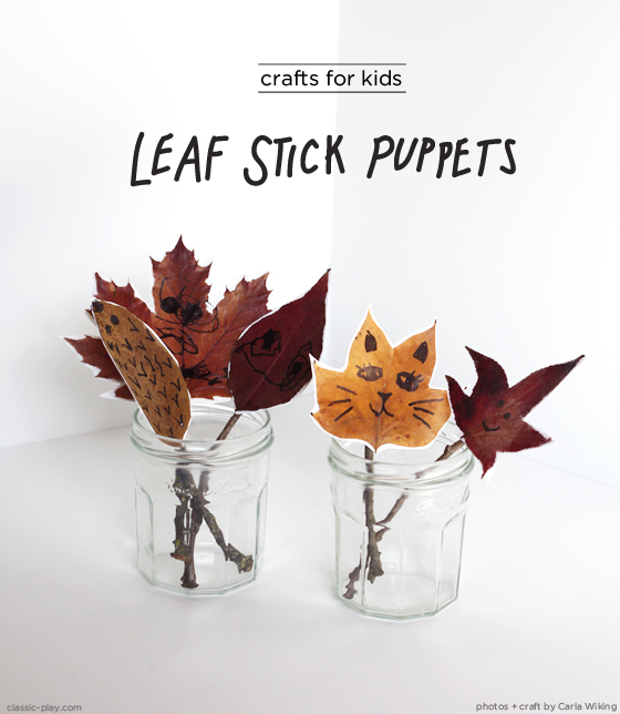 leaf stick puppets by Carla Wiking